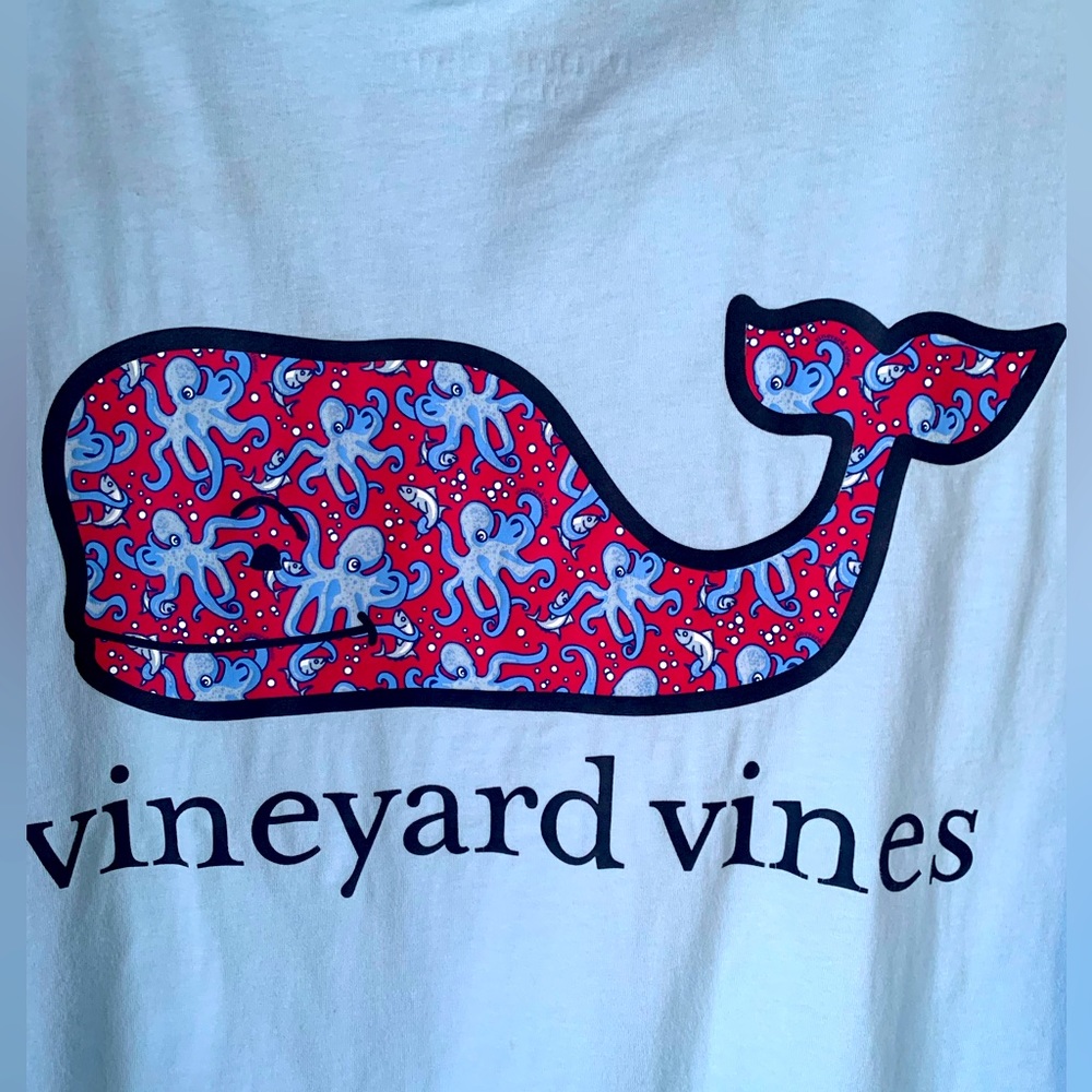 Vineyard Vines (Medium) short sleeve Baby Blue; Octopus Whale Shirt
